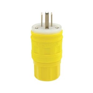 Clavija recta impermeable, con conexión a tierra, 15 A, amarillo. 14W47-000 Leviton