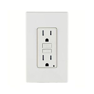 Contacto dúplex c/placa, 15 A, 125 V. GFTR1-00W Leviton