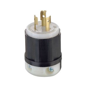 Clavija con seguro, 20 A, 125/250 V, negro/blanco. K01-09965-00C Leviton