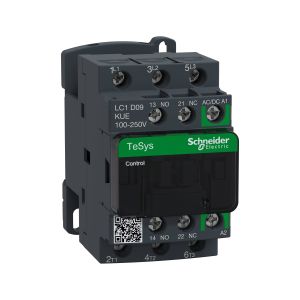 Contactor 3 polos, 9 A, bobina 100-250V AC-VDC. LC1D09KUE Schneider Electric