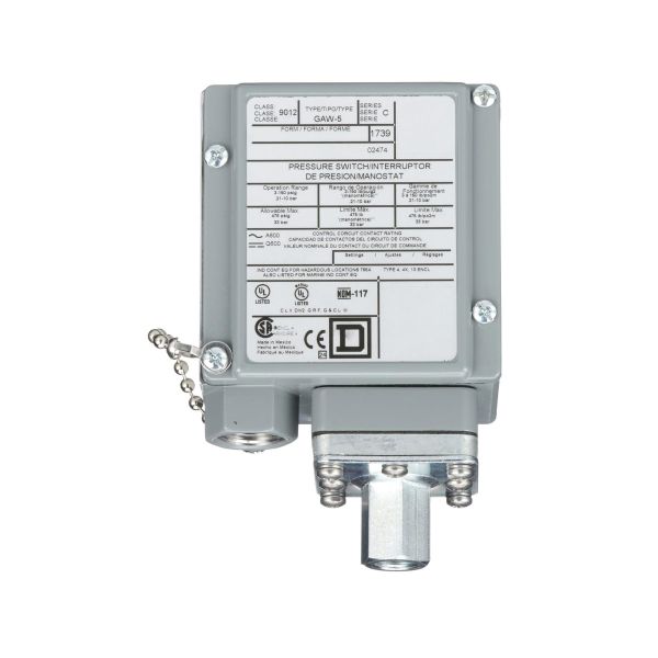 Interruptor de presión accionado, 3-150 psig. 9012GAW5 Schneider Electric