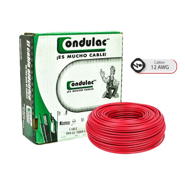 Caja 100 Mts Cable Rojo Thw Cal 12 Awg 100%cobre Condulac  