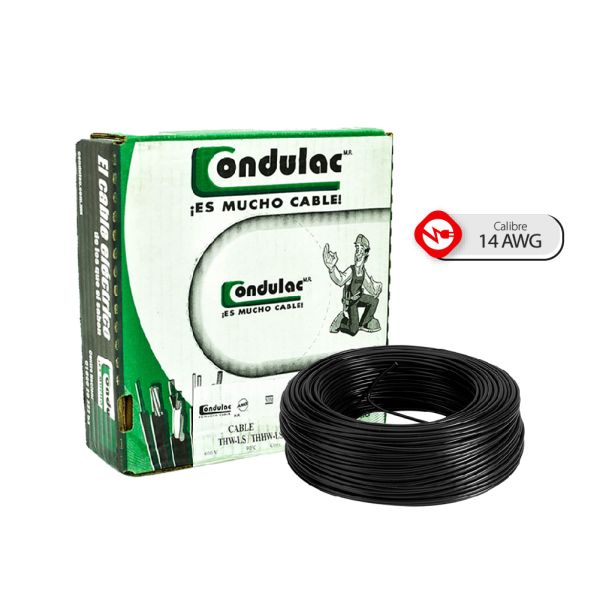 Caja 100 Mts Cable Negro Thw Cal 14 Awg  100%cobre Condulac 