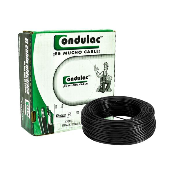 Caja de 100 M., cable negro THW, calibre 18, 100% cobre Condulac