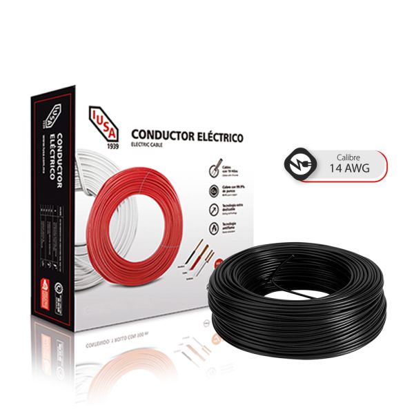 Caja 100 Mts Cable Iusa Negro Thw Cal 14 Awg 100%cobre