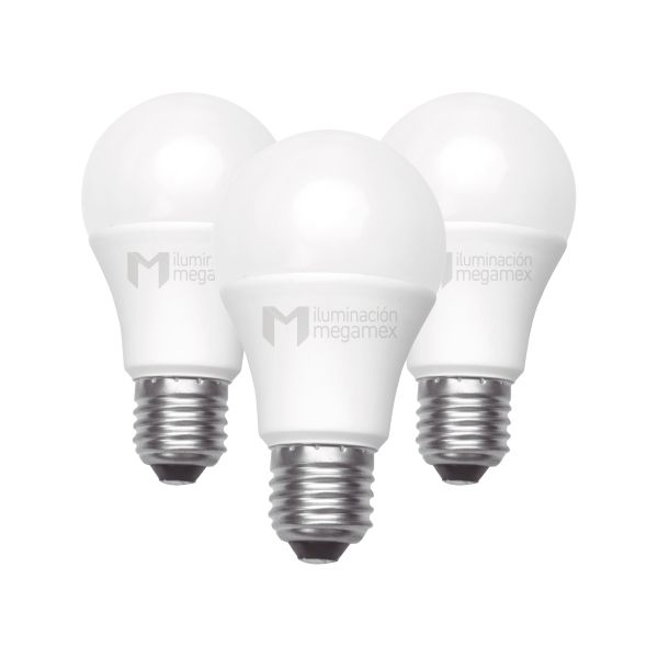 Tripack de focos LED tipo A60, 11 W. FLE11T Megamex