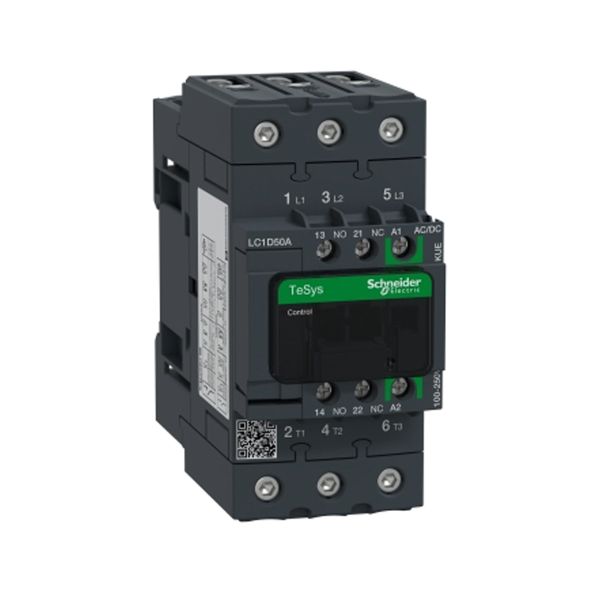 Contactor 3 polos, 50 A, bobina 24-60V AC-VDC. LC1D50ABNE Schneider Electric