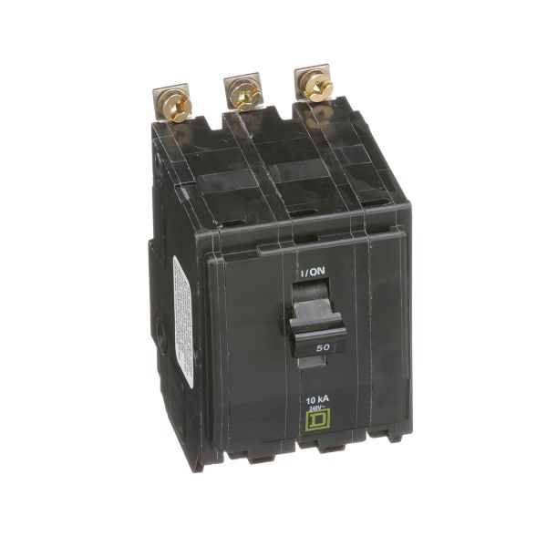 Interruptor termomagnético QOB 3 polos, 50 A,  atornillable, 10kA, 120/240V. QOB350 Schneider Electric